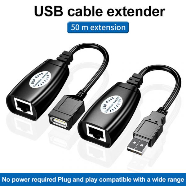 USB Extender, USB 2.0 to RJ45 LAN Extension Adapter Over Cat5/Cat5e /Cat6 Cable up to 50m - Image 2