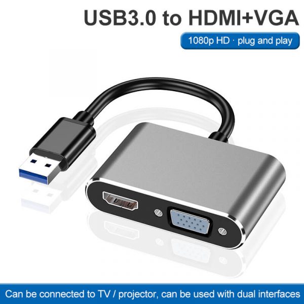 USB to HDMI VGA Female Adapter, USB 3.0 to HDMI VGA Adapter – Bild 3