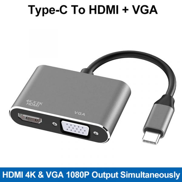 2 in 1 VGA HDMI To USB C Hub Adapter - Image 4