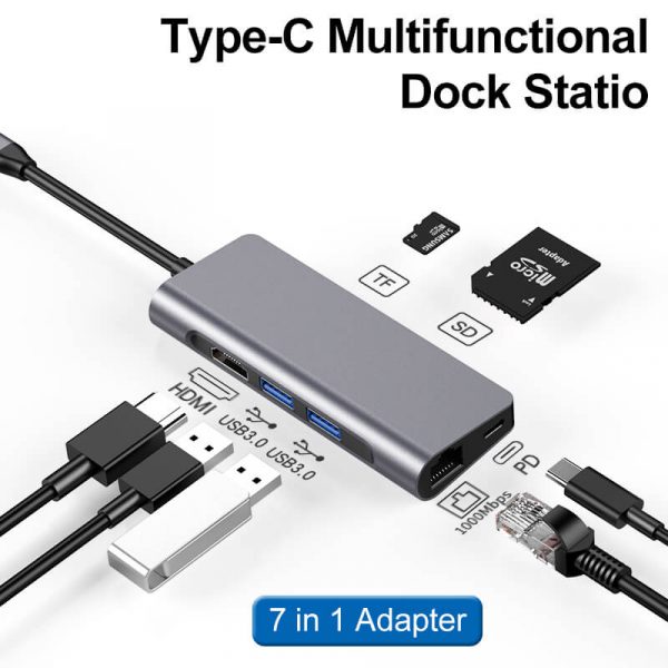 USB Type C to USB 3.0, SD TF Thunderbolt 3 and PD 7 in 1 USB-C Combo - Image 2