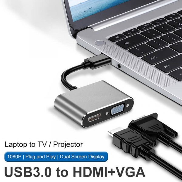 USB to HDMI VGA Female Adapter, USB 3.0 to HDMI VGA Adapter – Bild 4