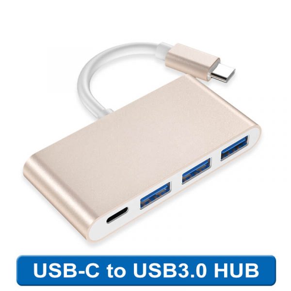 USB-C to 3 Port USB 3.0 with Power Delivery 4 in 1 Hub - Imagen 3