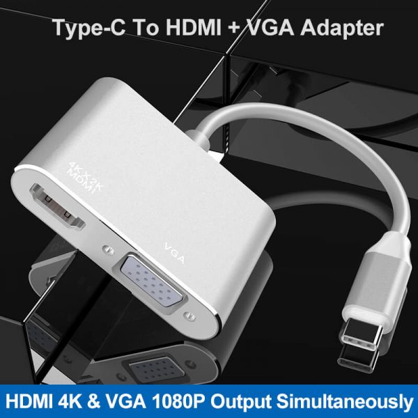 2 in 1 VGA HDMI To USB C Hub Adapter - Image 5