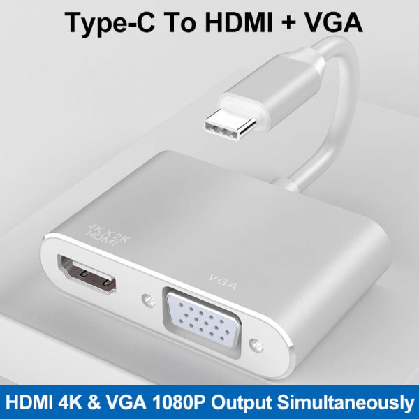 2 in 1 VGA HDMI To USB C Hub Adapter - Image 6