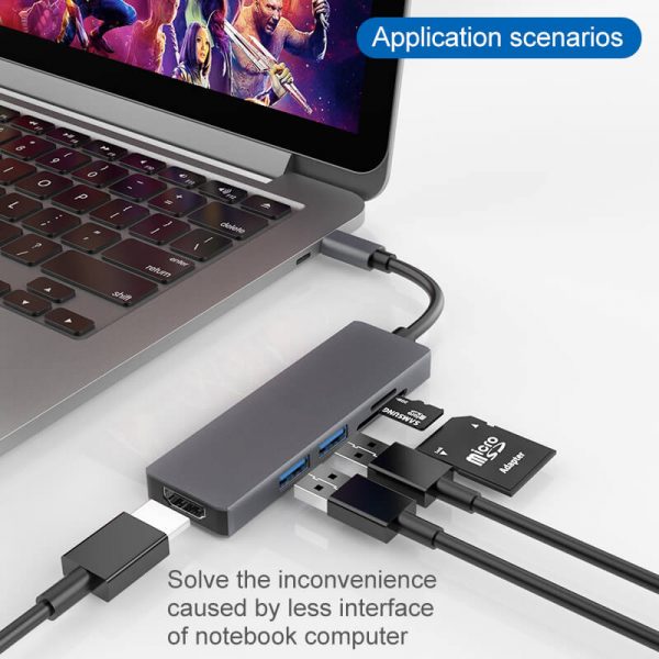 USB3.0 HDMI to Type C USB, SD TF 5 in 1 Hub Combo - Image 5