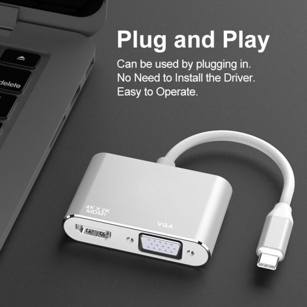 2 in 1 VGA HDMI To USB C Hub Adapter - Image 8