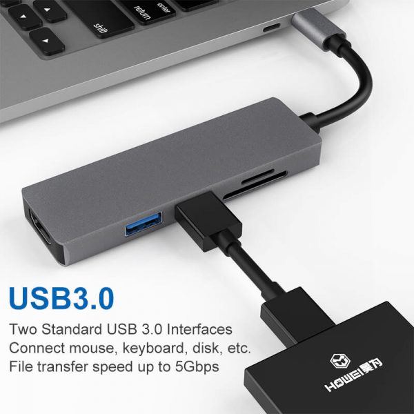 USB3.0 HDMI to Type C USB, SD TF 5 in 1 Hub Combo - Image 7