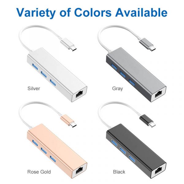 4 in 1 USB-C to USB 3.0 with RJ45 Gigabit 3 Port Ethernet Hub - Image 7