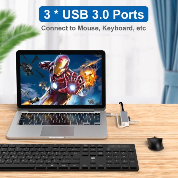 4 in 1 USB-C to USB 3.0 with RJ45 Gigabit 3 Port Ethernet Hub - Image 8