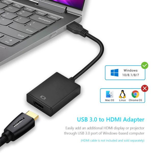 USB 3.0 to HDMI Adapter, HD 1080P Video Graphics Converter Cable Adapter with Audio Output - Image 4