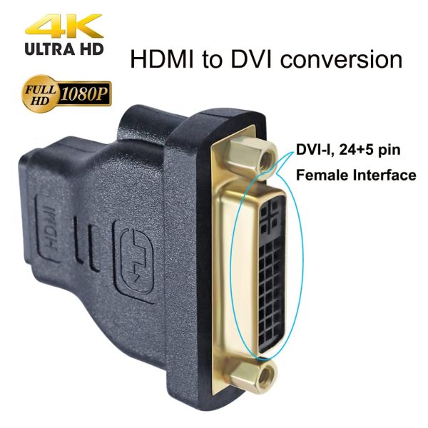 HDMI Female to DVI Male Coupler, DVI-I Dual link DVI 24+5 - Imagen 5