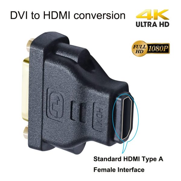 HDMI Female to DVI Male Coupler, DVI-I Dual link DVI 24+5 - Imagen 4