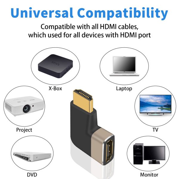 8K 2.1 Left Right Up Down Angle Male to Female HDMI Adapter Coupler – Image 5