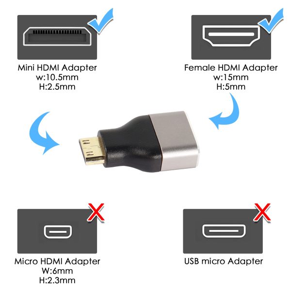 8K Mini HDMI to HDMI Adapter Coupler, Male to Female - Imagen 3