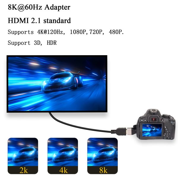 8K Mini HDMI to HDMI Adapter Coupler, Male to Female - Imagen 6