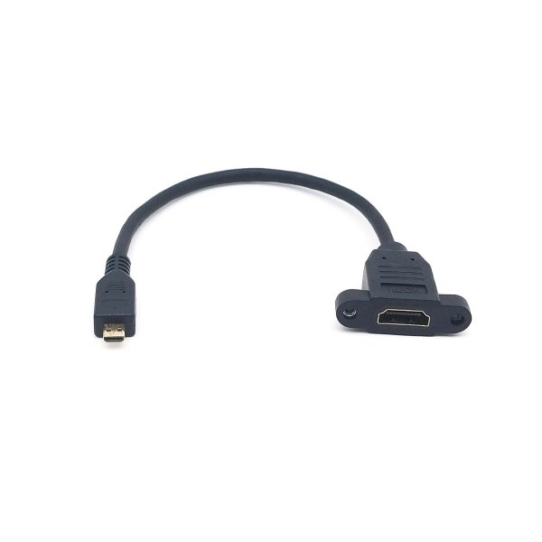 Micro HDMI to HDMI Panel Mount Cable, Male to Female Extension Cable - Imagen 2