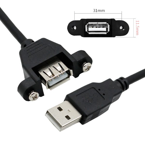 USB Type A Panel Mount Cable, Male to Female Extension Cable - Imagen 3