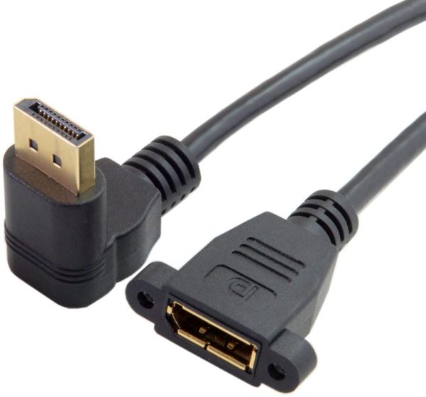 Angle DisplayPort Panel Mount Cable, DP 1.2 male to female Extension Cable - Imagen 2