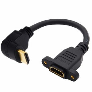 Cable HDMI 2.0 4K acodado para montaje en panel, cable de extensión macho a hembra