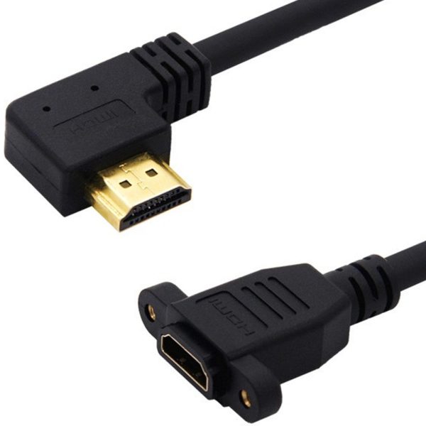 4K Angled HDMI 2.0 Panel Mount Cable, Male to Female Extension Cable - Imagen 3