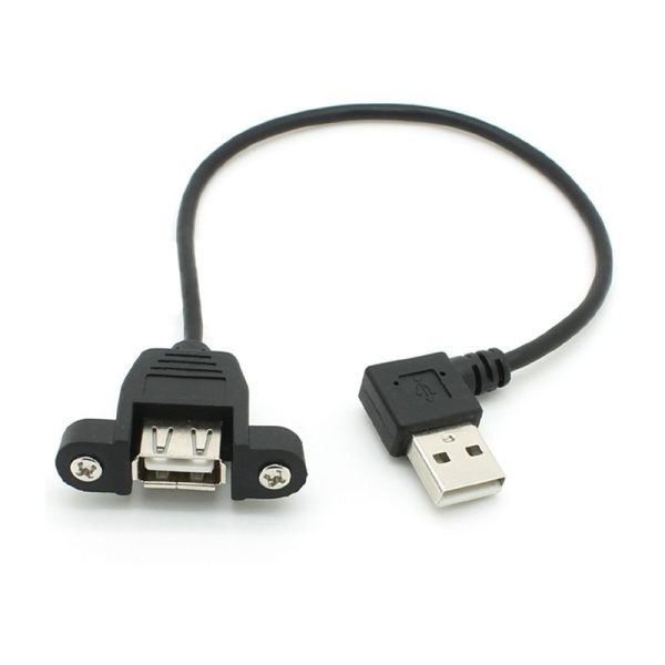 Panel Mount USB 2.0 Angle Extension Cable, Male to Female - Imagen 3