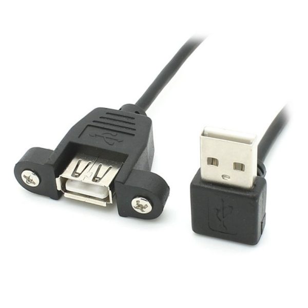 Panel Mount USB 2.0 Angle Extension Cable, Male to Female - Imagen 2