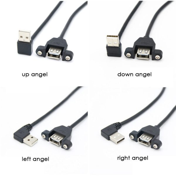 Panel Mount USB 2.0 Angle Extension Cable, Male to Female - Imagen 6