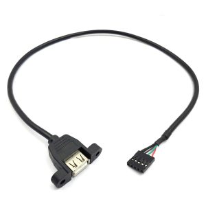 Cable de 5 clavijas de placa base a USB 2.0 A hembra para montaje en panel