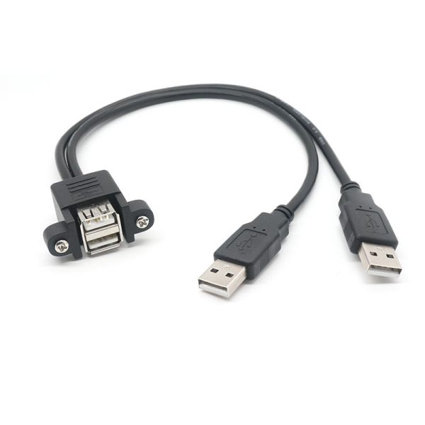 Panel Mount Dual USB 2.0 A Extension Cable, Male to Female - Imagen 2