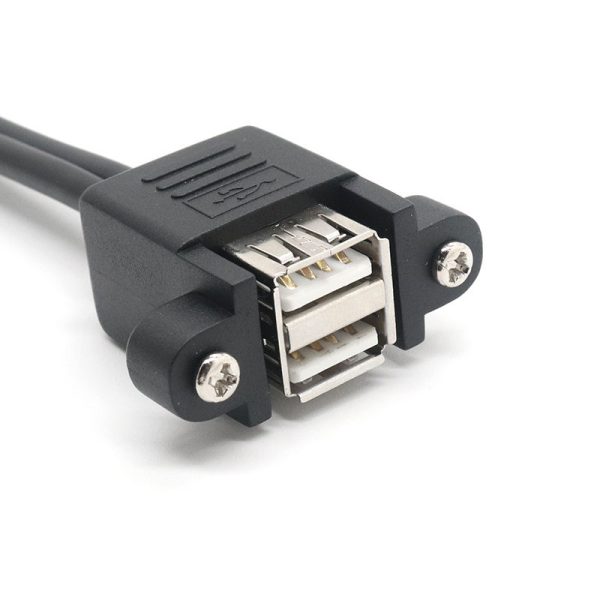 Panel Mount Dual USB 2.0 A Extension Cable, Male to Female - Imagen 5