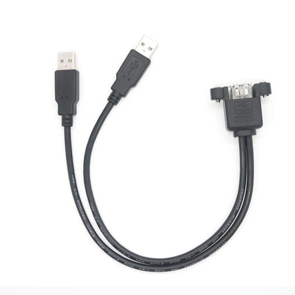 Panel Mount Dual USB 2.0 A Extension Cable, Male to Female - Imagen 4