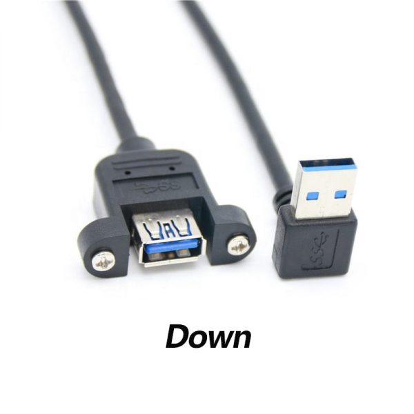 Angle USB 3.0 A Panel Mount Cable, Male to Female Extension Cable - Imagen 3