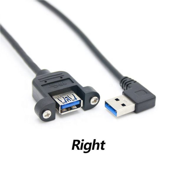 Angle USB 3.0 A Panel Mount Cable, Male to Female Extension Cable - Imagen 5