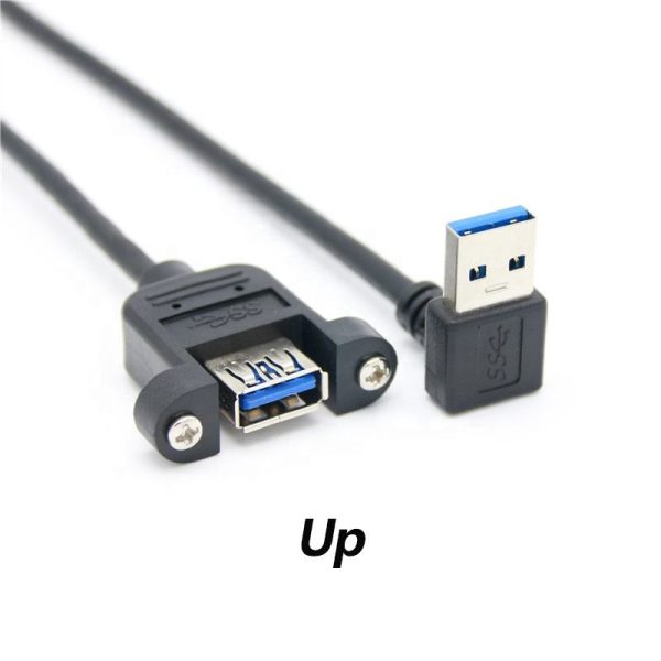 Angle USB 3.0 A Panel Mount Cable, Male to Female Extension Cable - Imagen 2