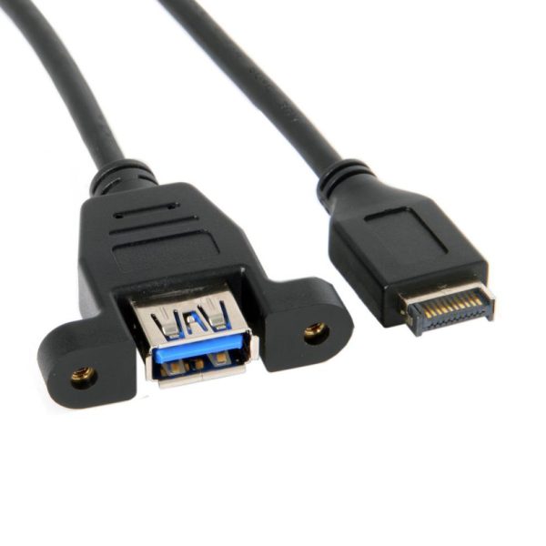 USB Type-E to USB 3.0 A Panel Mount Cable, M-F Extension Cable - Imagen 2