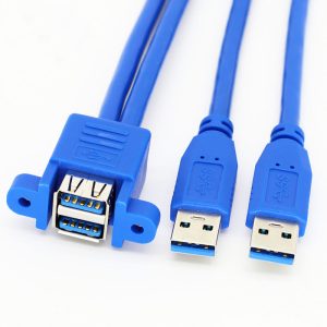 Cable doble USB 3.0 A macho a doble USB 3.0 A hembra vertical para montaje en panel