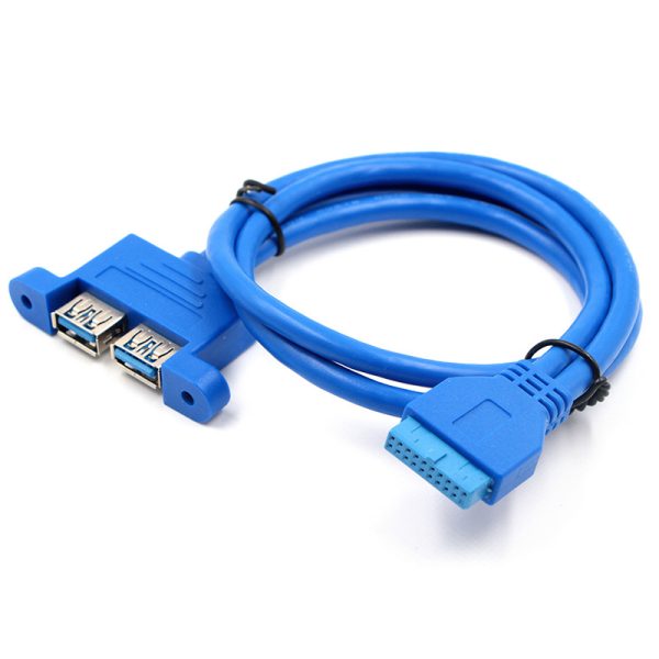 Panel Mount 20PIN MotherBoard Female to Dual Horizontal USB 3.0 A Female Cable - Imagen 3