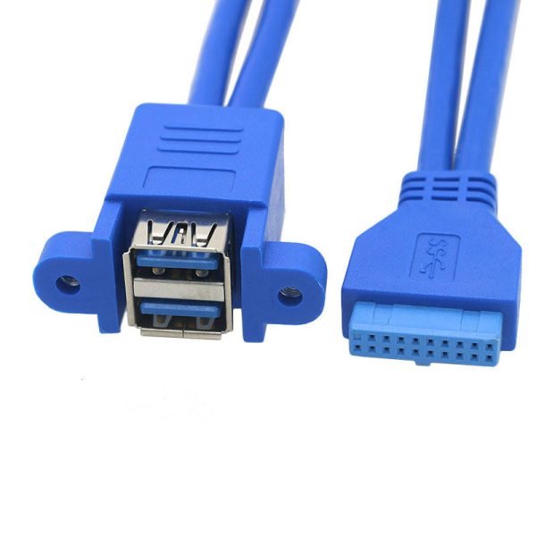 USB 3.0 20Pin to Dual USB 3.0 A Panel Mount Cable, Female to Female - Imagen 2