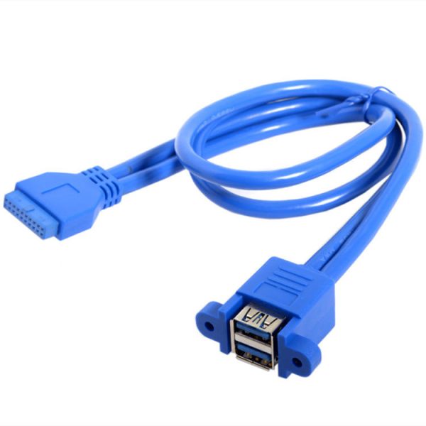 USB 3.0 20Pin to Dual USB 3.0 A Panel Mount Cable, Female to Female - Imagen 4