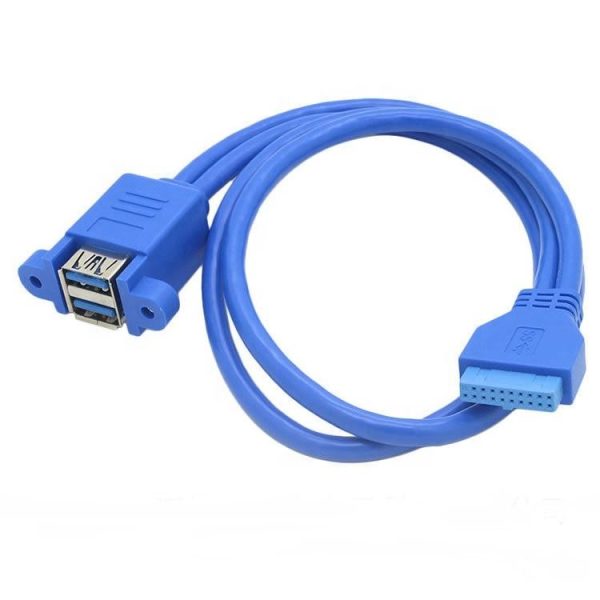 USB 3.0 20Pin to Dual USB 3.0 A Panel Mount Cable, Female to Female - Imagen 3