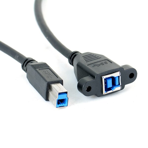 USB 3.0 B Panel Mount Extension Cable, Male to Female - Imagen 2