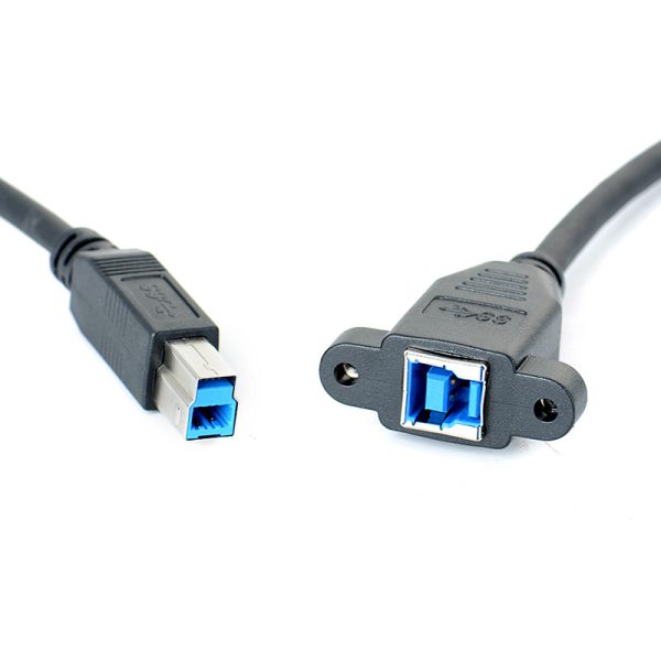 USB 3.0 B Panel Mount Extension Cable, Male to Female - Imagen 3