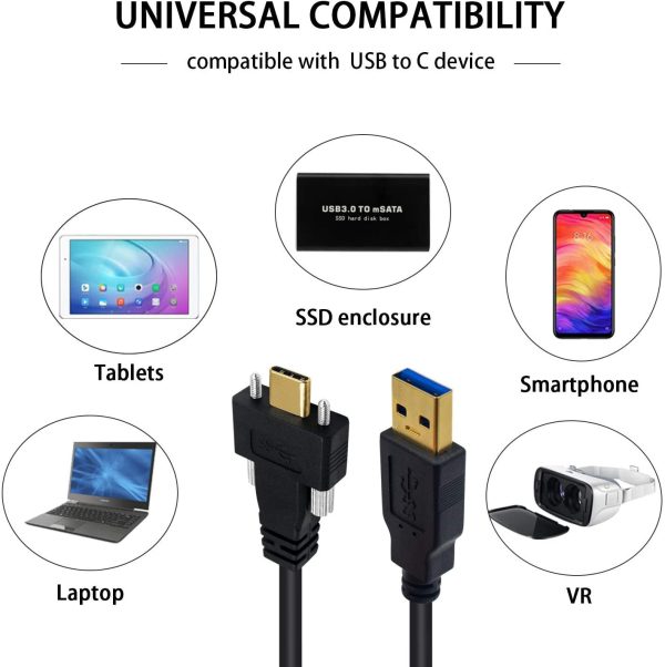 USB 3.0 A to USB C Male Panel Mount Cable with Dual Screw - Imagen 5