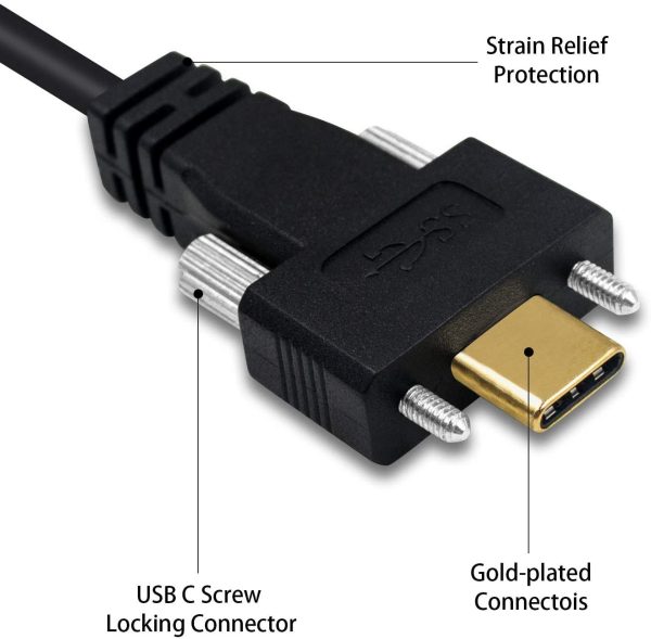 USB 3.0 A to USB C Male Panel Mount Cable with Dual Screw - Imagen 4