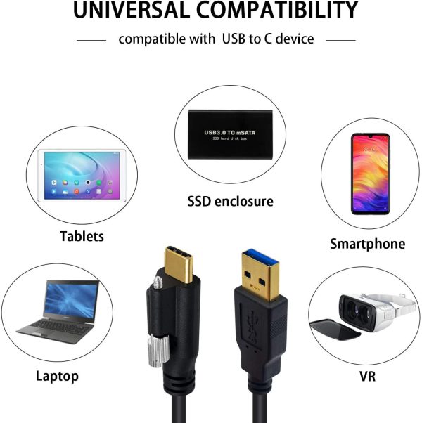 USB 3.0 A to USB Type-C Panel Mount Cable with screw rod, Male to Male - Imagen 5