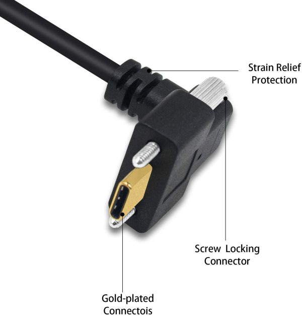 USB 3.0 A to UP Down Angle USB C Panel Mount Cable with screw, Male to Male - Imagen 5