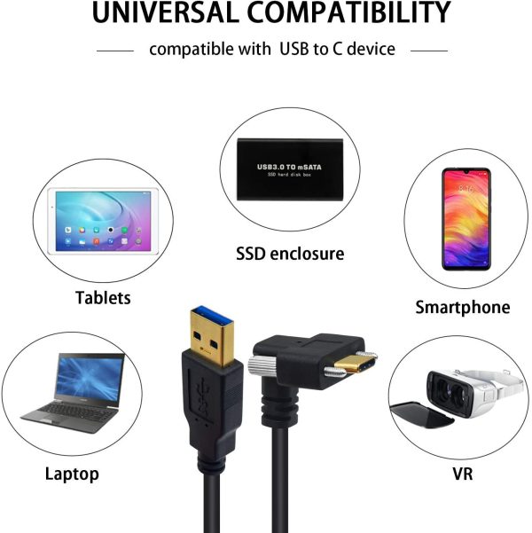 USB 3.0 A to UP Down Angle USB C Panel Mount Cable with screw, Male to Male - Imagen 4