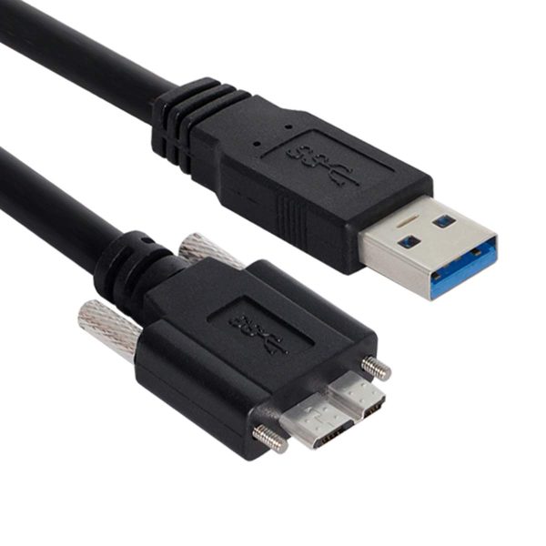 Panel Mount Micro USB 3.0 male to USB A male Cable with screw - Imagen 2