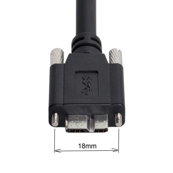 Panel Mount Micro USB 3.0 male to USB A male Cable with screw - Imagen 3