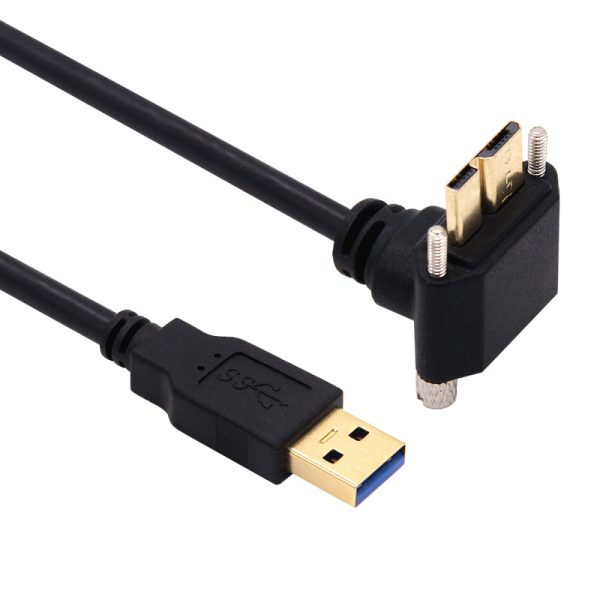 Panel Mount Up Down Angle Micro USB 3.0 Male to USB A Male Cable with screw - Imagen 2